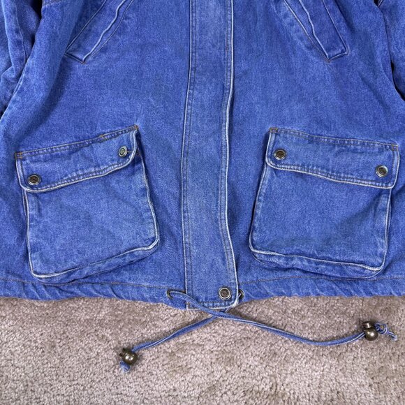 Vintage Forenza Jean Jacket Adults Large Parka Denim Retro Rockabilly Blue - Picture 2 of 11
